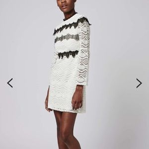 Topshop Lace Doll Detailing White and Black Dress